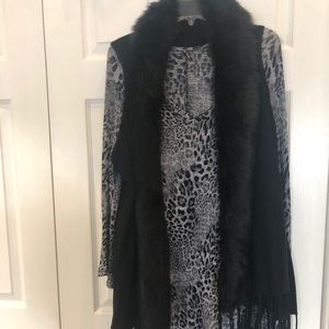 Leopard dress with black jacket